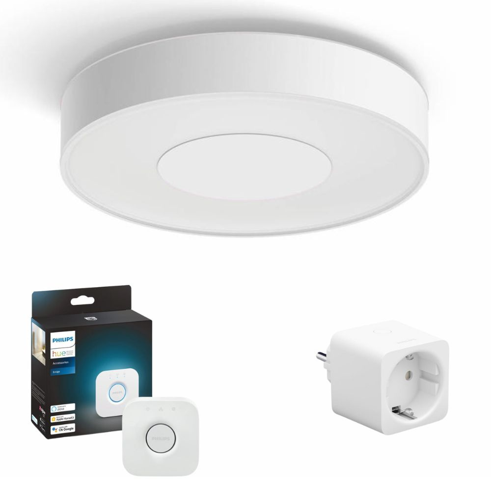 Philips Hue Bluetooth White & Color Ambiance LED Deckenleuchte Infuse in Wei 33,5W 2350lm inkl. Bridge und Smart Plug