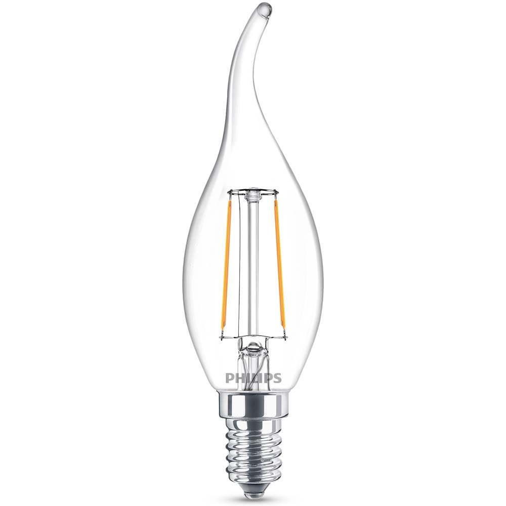 Philips LED Lampe ersetzt 25W, E14 Windstokerze BA35, klar, warmwei, 250 Lumen, nicht dimmbar, 1er Pack