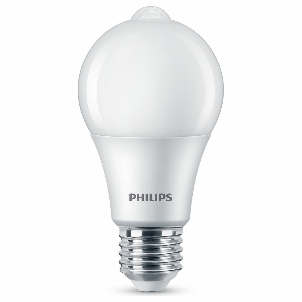 Philips LED Lampe mit Bewegunsmelder ersetzt 60W, E27 Standardform A60, warmwei, 806 Lumen, nicht dimmbar, 1er Pack