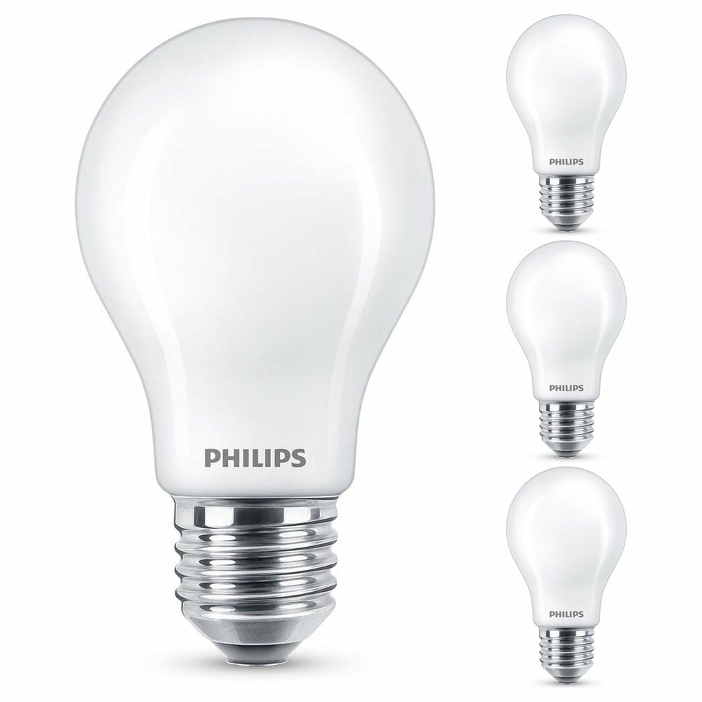 Philips LED Lampe ersetzt 60W, E27 Standardform A60, wei, warmwei, 806 Lumen, nicht dimmbar, 4er Pack