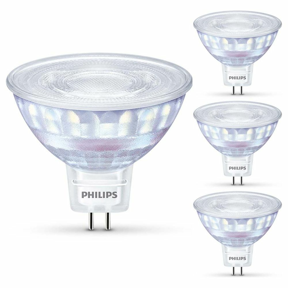 Philips LED WarmGlow Lampe ersetzt 50W, GU5,3 Reflktor MR16, warmwei, 621 Lumen, dimmbar, 4er Pack