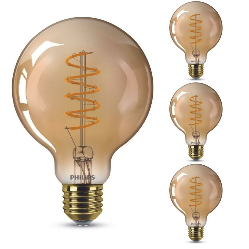 Philips LED Lampe ersetzt 25W, E27 Globe G93, gold, warmwei, 250 Lumen, dimmbar, 4er Pack