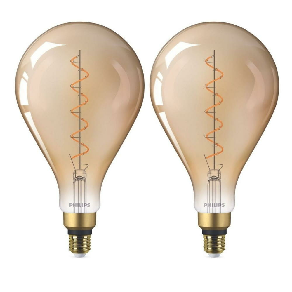 Philips LED Lampe ersetzt 25W, E27 Birne A160, gold, warmwei, 300 Lumen, nicht dimmbar, 2er Pack