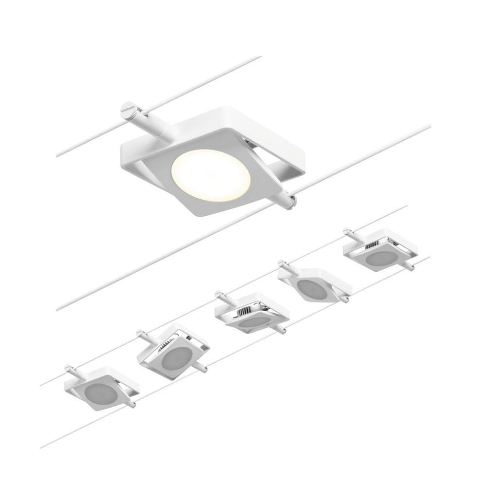 LED Seilsystem Basisset Macled in Wei und Chrom 5x 4,5W 1250lm