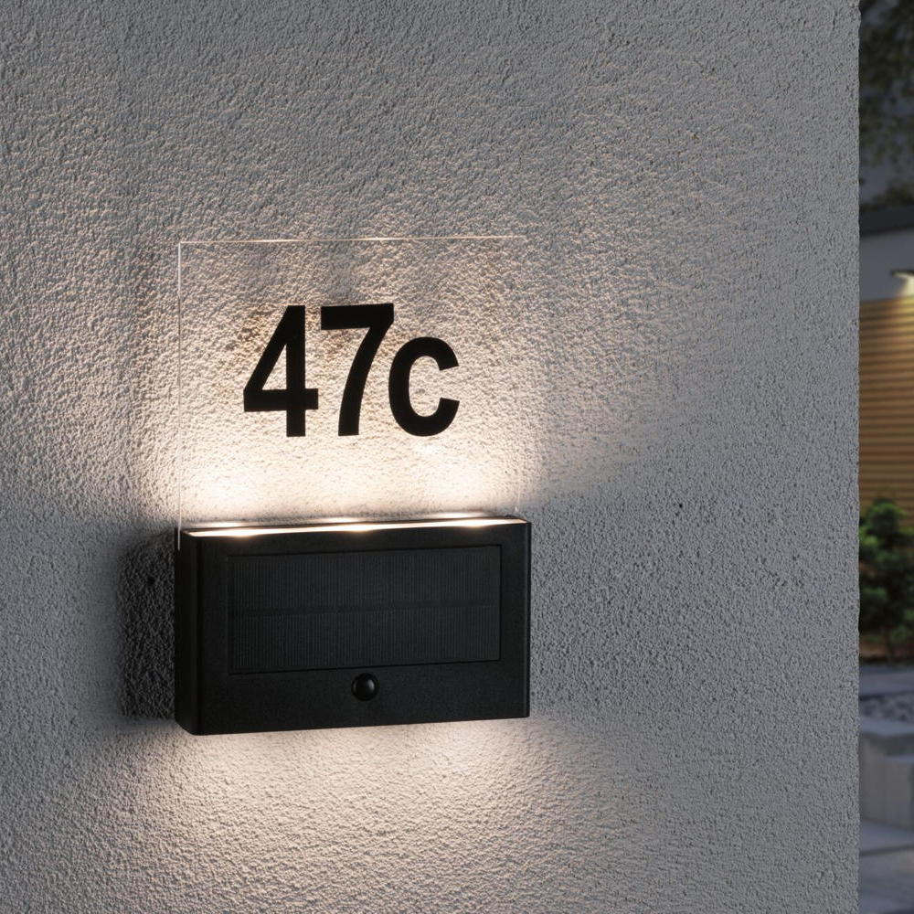 LED Solar Hausnummernleuchte Neda in Anthrazit 2x0,5W 20lm IP44 mit Dmmerungssensor