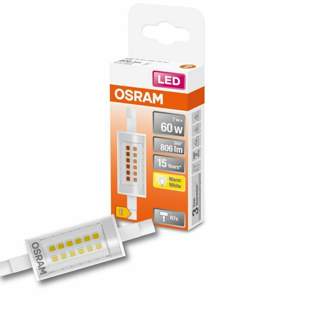 Osram LED Lampe ersetzt 60W R7S Rhre - R7S-78 in Transparent 7W 806lm 2700K 1er Pack