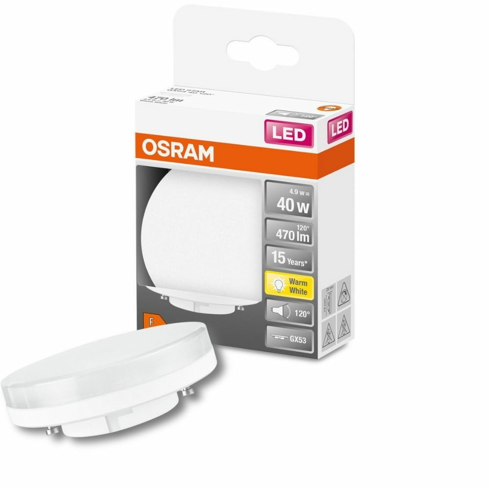 Osram LED Lampe ersetzt 40W Gx53 in Wei 4,9W 470lm 2700K 1er Pack