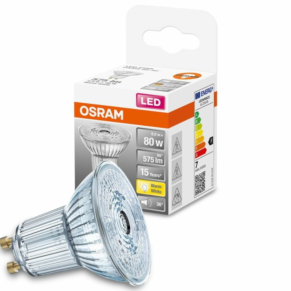 Osram LED Lampe ersetzt 80W Gu10 Reflektor - Par16 in Transparent 6,9W 575lm 2700K 1er Pack
