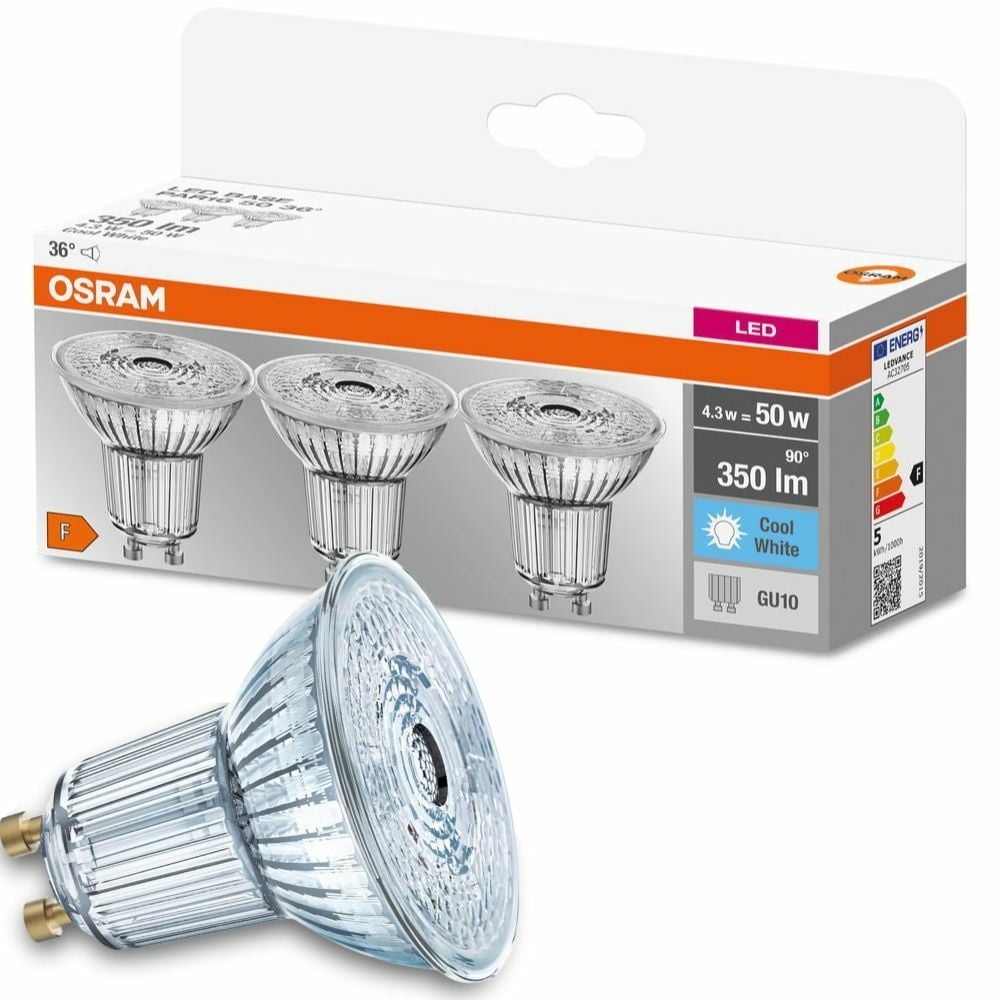 Osram LED Lampe ersetzt 50W Gu10 Reflektor - Par16 in Transparent 4,3W 350lm 4000K