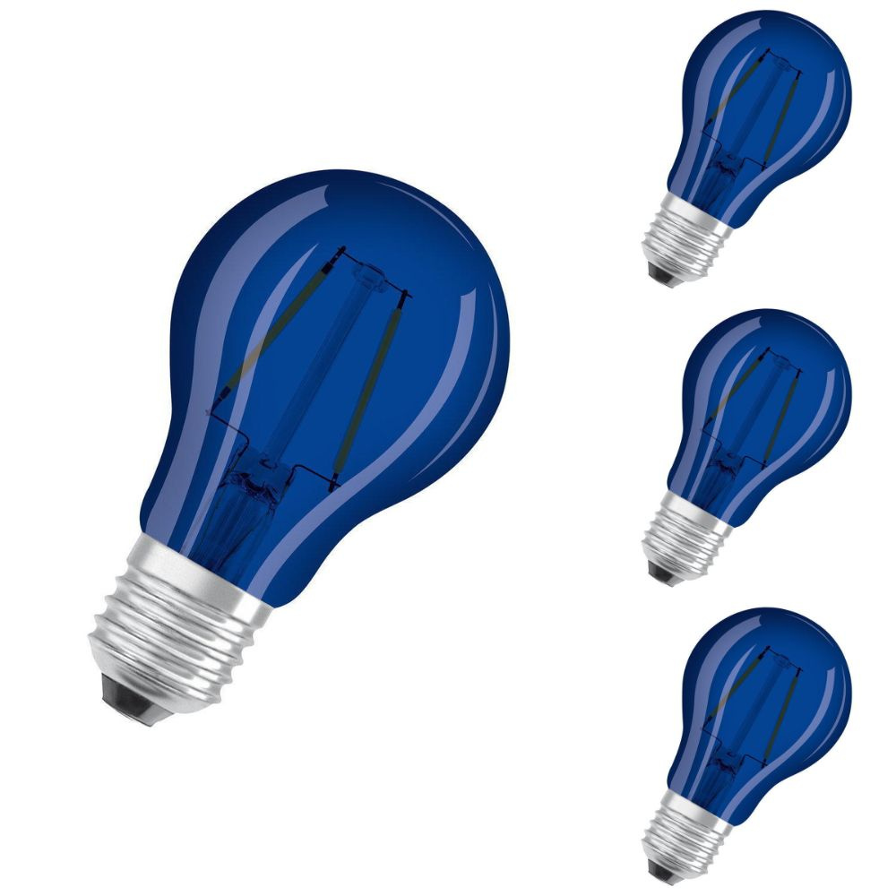 Osram LED Lampe ersetzt 4W E27 Birne - A60 in Blau 2,5W 45lm 9000K 4er Pack