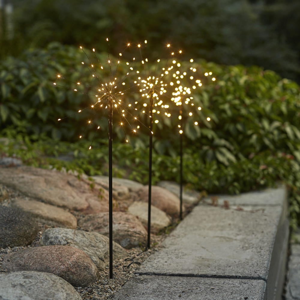 LED Lichtobjekt Firework Outdoor in Schwarz 3x 0,9W 55lm IP44 mit Erdspie