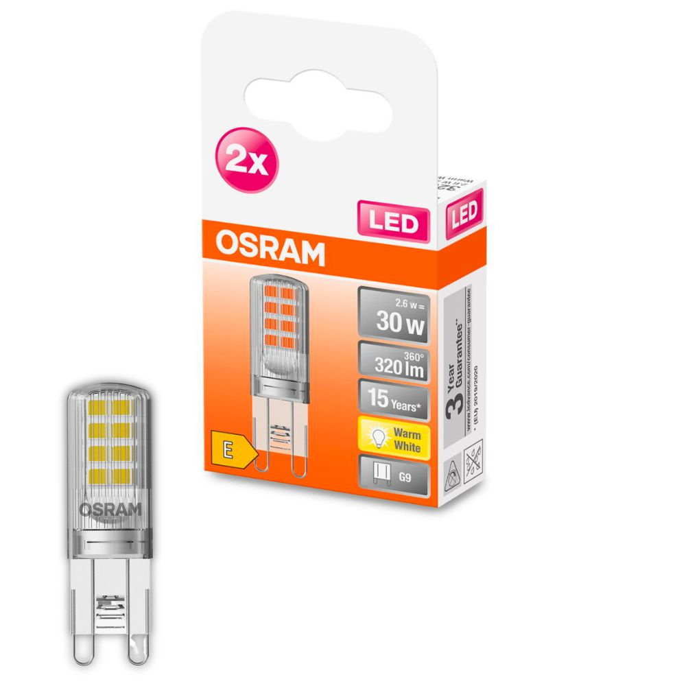 Osram LED Lampe ersetzt 30W G9 Brenner in Transparent 2,6W 320lm 2700K 2er Pack