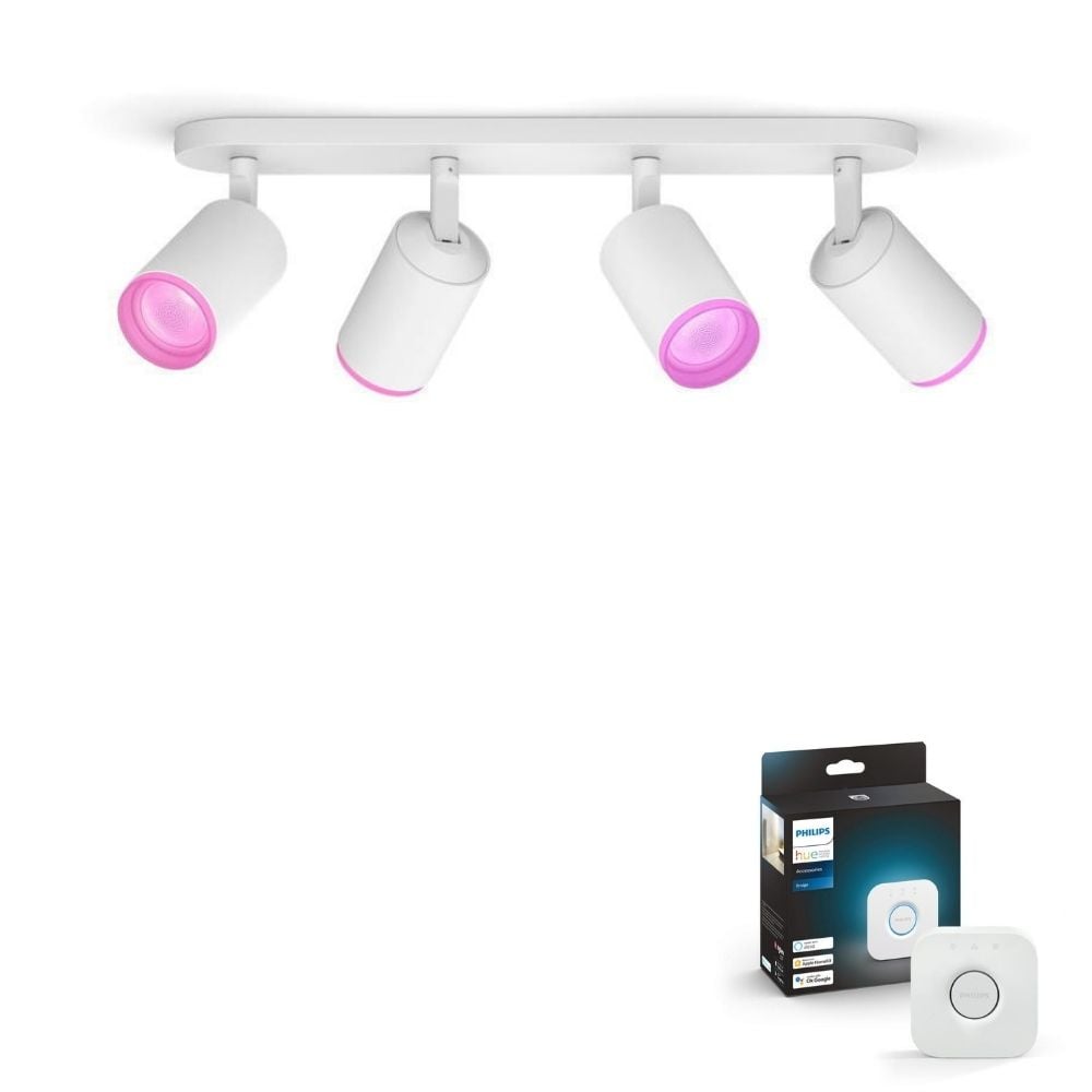 Philips Hue Bluetooth White & Color Ambiance Spot Fugato in Wei 4x 5,7W 1400lm GU10 inkl. Bridge