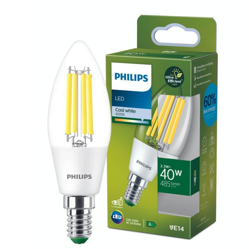 Philips LED Lampe E14 - Kerze B35 2,3W 485lm 4000K ersetzt 40W