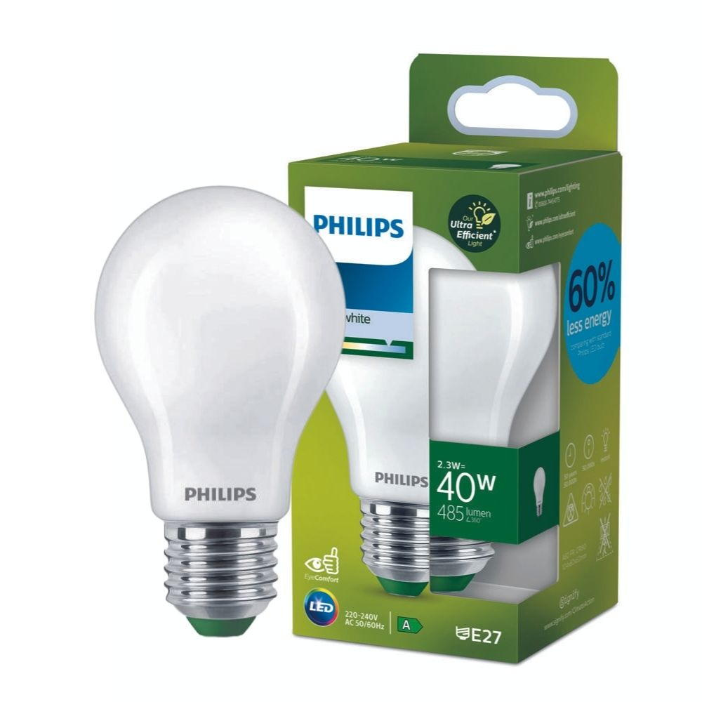 Philips LED Lampe E27 - Birne A60 2,3W 485lm 4000K ersetzt 40W standard