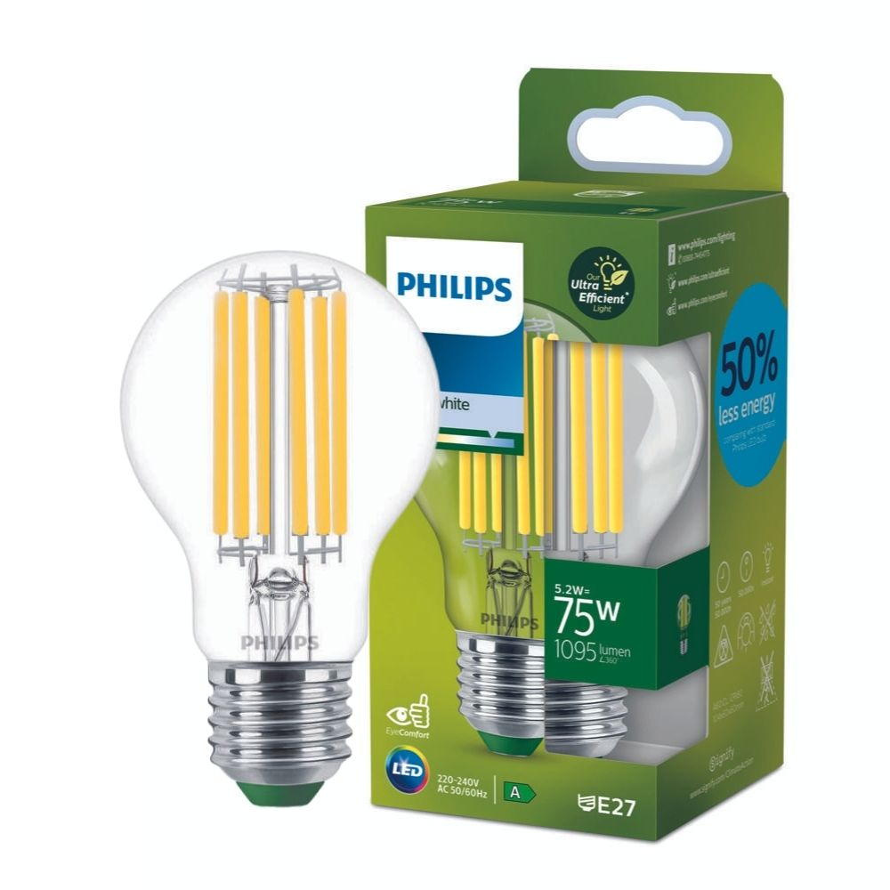 Philips LED Lampe E27 - Birne A60 5,2W 1095lm 4000K ersetzt 75W