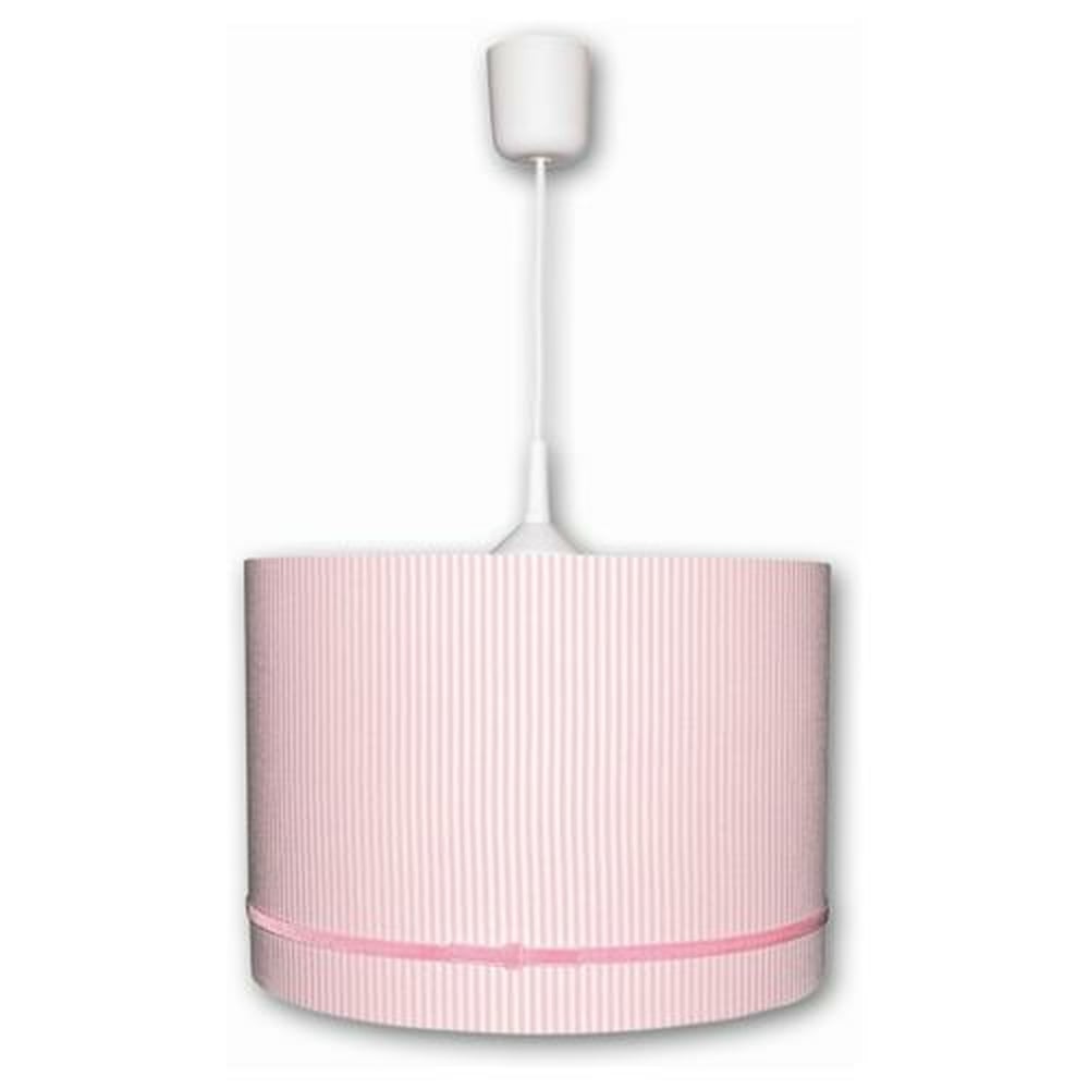 Designerpendelleuchte Streifen rosa/weiß mit Samtband 1-flg.