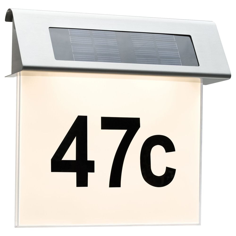 Outdoor Solar Hausnummernleuchte LED Edelstahl, Weiß, 1er Set IP44