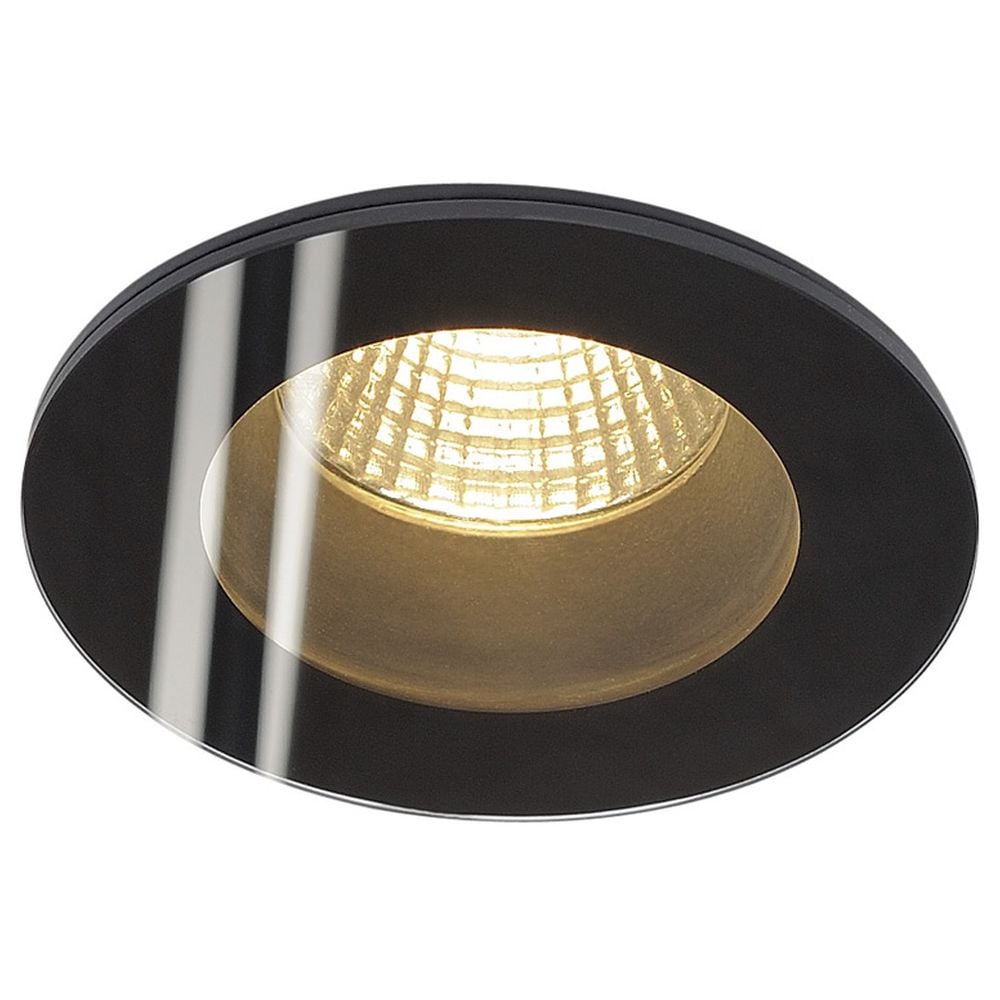 LED Deckeneinbauleuchte Patta-F, IP65, mit Schutzglas rund, schwarz