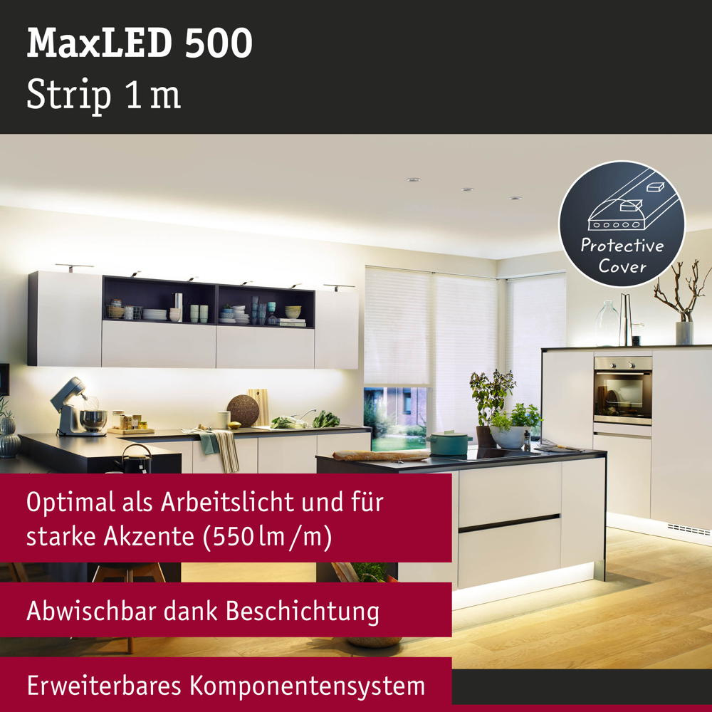 Function MaxLED 500 Stripe 7W Warmweiß aus Kunststoff in Silber 1m |  Paulmann | 70663