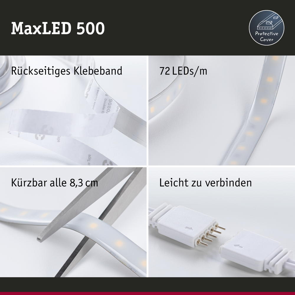 Function MaxLED 500 Stripe 7W Warmweiß aus Kunststoff in Silber 1m |  Paulmann | 70663