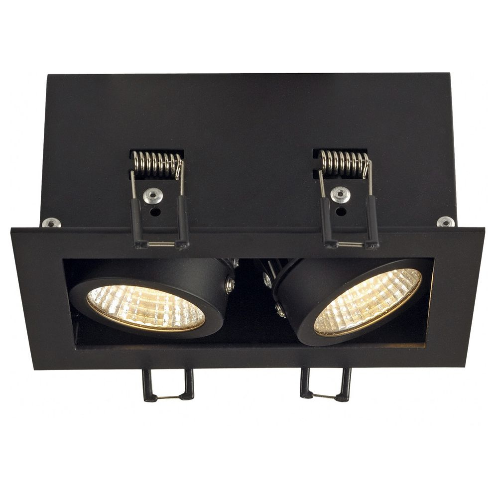 Zweiflammige Einbauleuchte Kadux in schwarz matt, inkl. Premium-LED, inkl. Halteklammern, dimmbar, schwenkbar