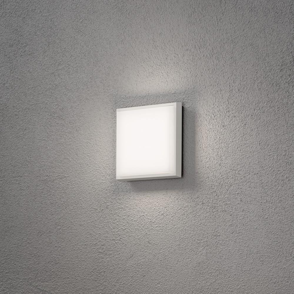Elegante LED Wand- und Deckenleuchte Cesena aus Aluminium in weiß und opalem Acrylglas, IP54