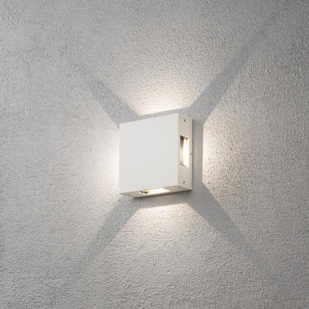 Moderne LED Wandleuchte aus Aluminium, Lichtstrahl in wei an vier Seiten individuell von 0-90 einstellbar