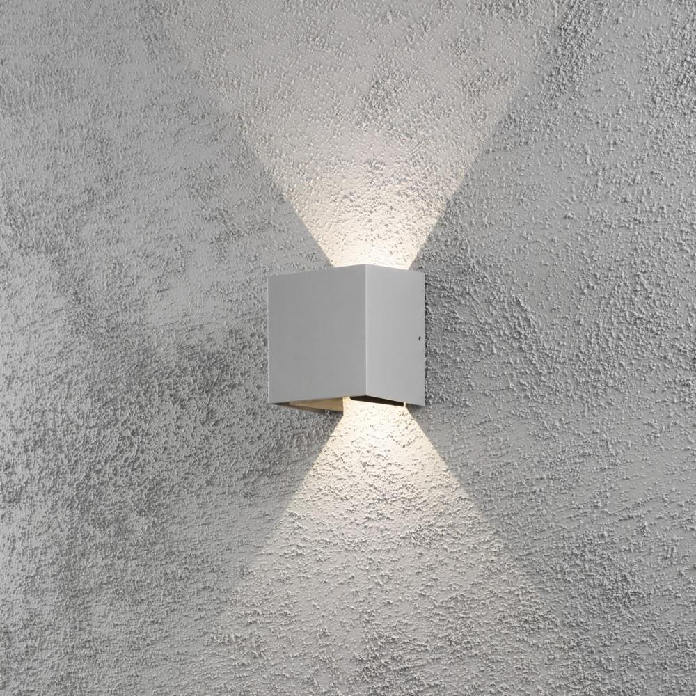 Flexible LED Wandleuchte Cremona aus Aluminium in grau und Acrylglas in klar, einstellbarer Lichtaustritt, IP54, 130 mm