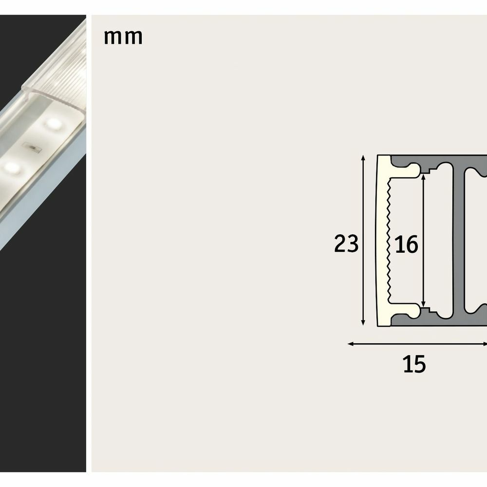 Function Square Profil Diffusor Alu eloxiert Kunststoff satiniert 1000 mm |  Paulmann | 70809