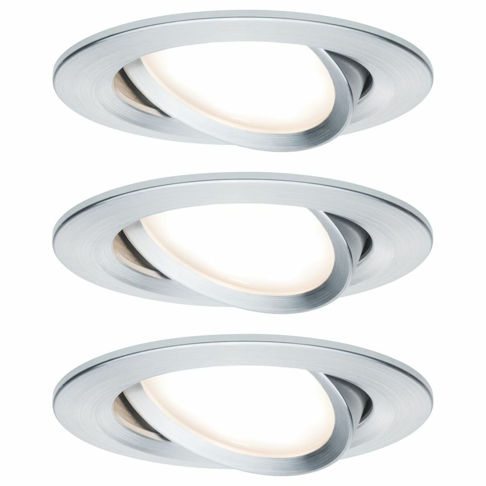 Premium LED Einbauspot Slim Coin, schwenkbar, dimmbar, alu gedreht, 3er Set