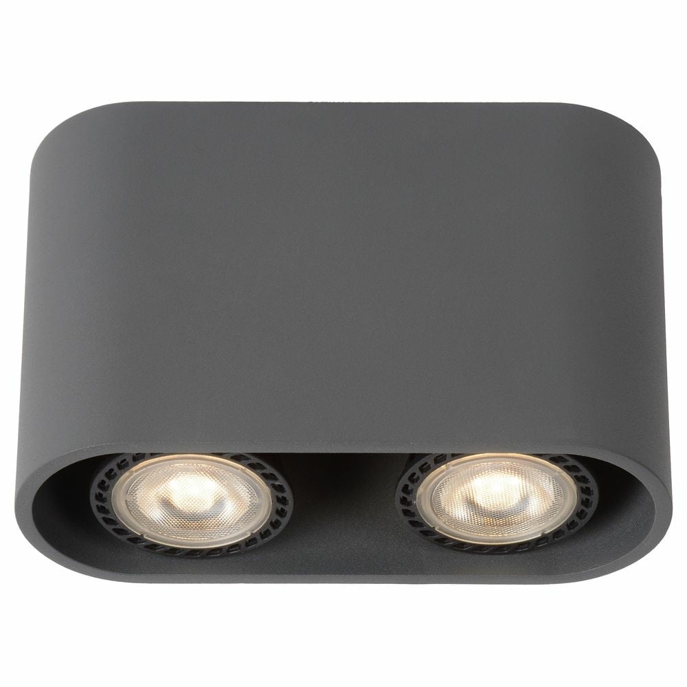 Zweiflammiger LED Aufbauspot Bentoo in grau, rund, inkl. austauschbarer GU10 LED