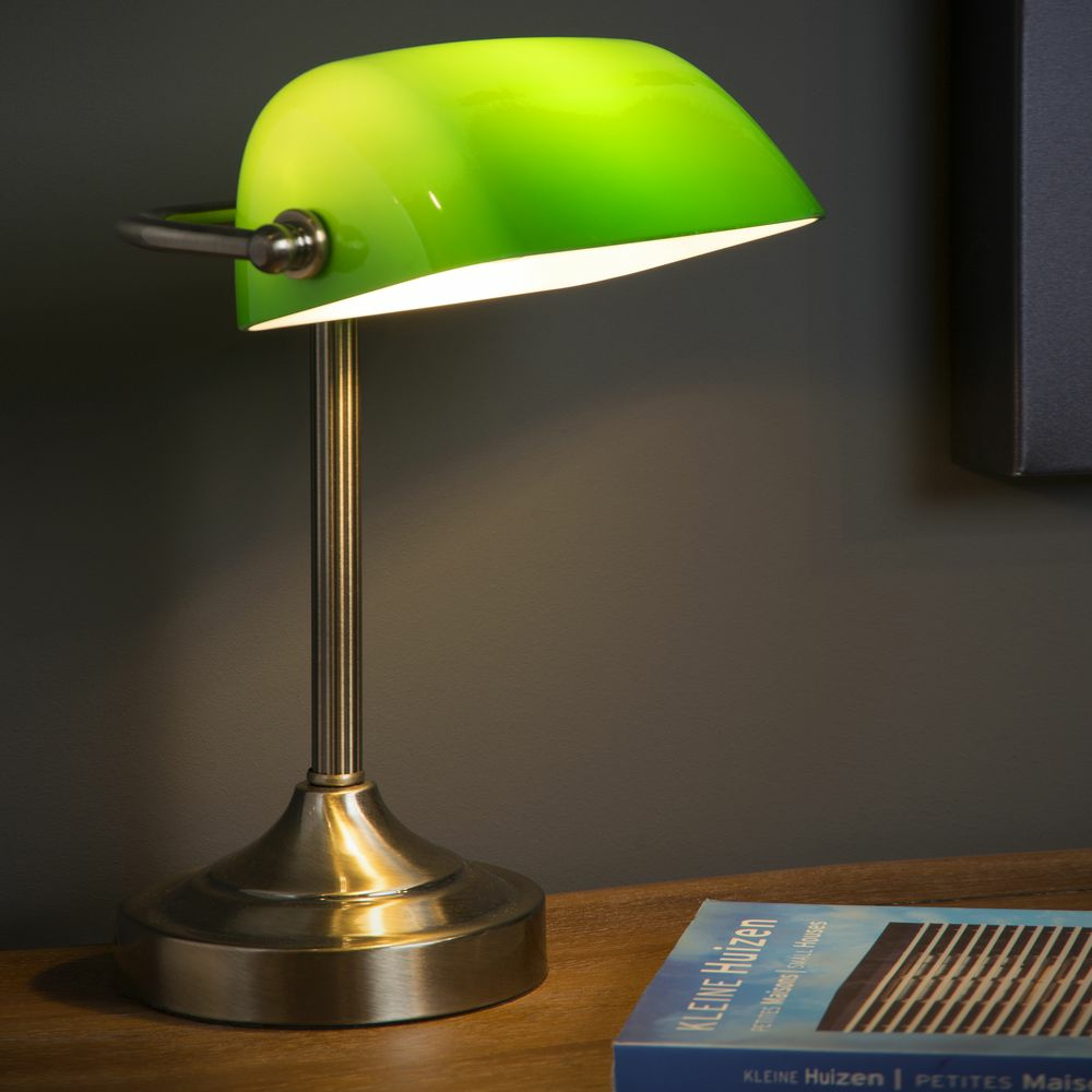 Schreibtischlampe Banker mit grnem Glas, E14