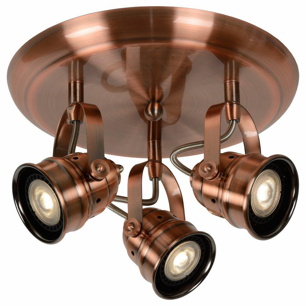 Dreh- und schwenkbarer LED Leuchtenspot Cigal im Vintage Stil in kupfer mit drei Brennstellen in runder Ausfhrung