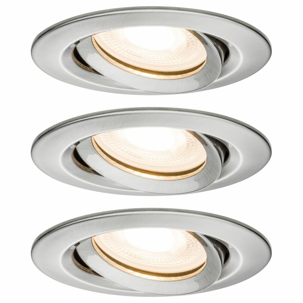 Premium LED Einbauspot Nova, schwenkbar, GU10, IP65, rund, eisen gebrstet, 3er Set