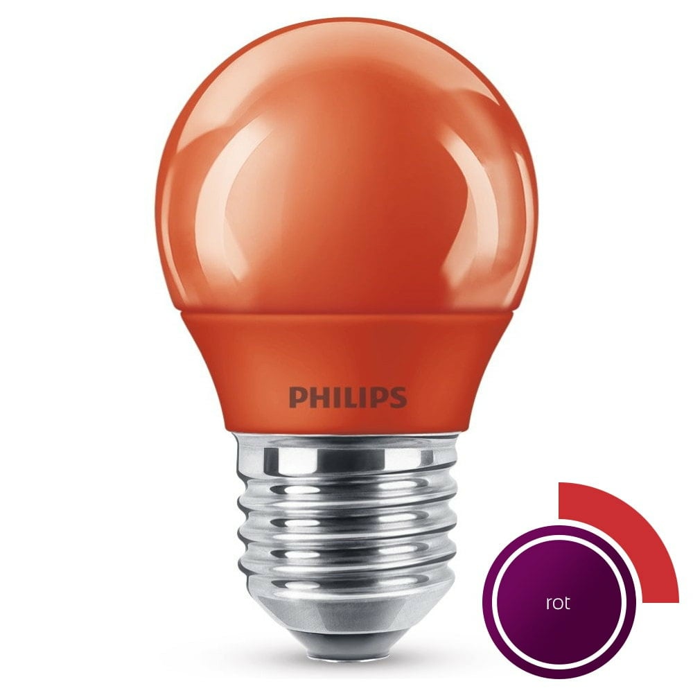 Philips LED Lampe, E27 Tropfenform P45, rot, nicht dimmbar, 1er Pack [Energieklasse C]