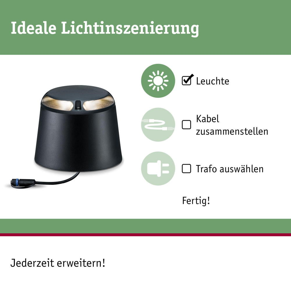 begrenzte Verkaufsstelle LED Plug & Shine in IP67 Bodenaufbauleuchte 24V | | Paulmann 2x3W anthrazit 93917