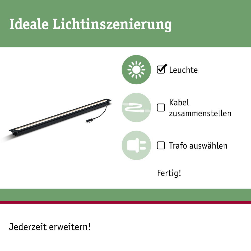 LED Plug & Shine Einbaulichtleiste in anthrazit IP67 8W 24V | Paulmann |  93921