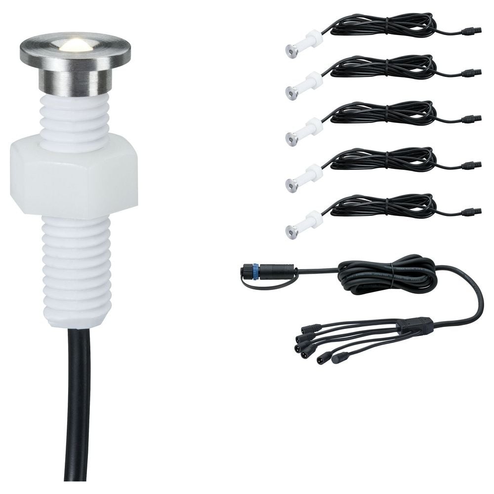 LED Plug & Shine Erweiterungsset Mini Bodeneinbaustrahler in silber 5x 0,22W 15mm