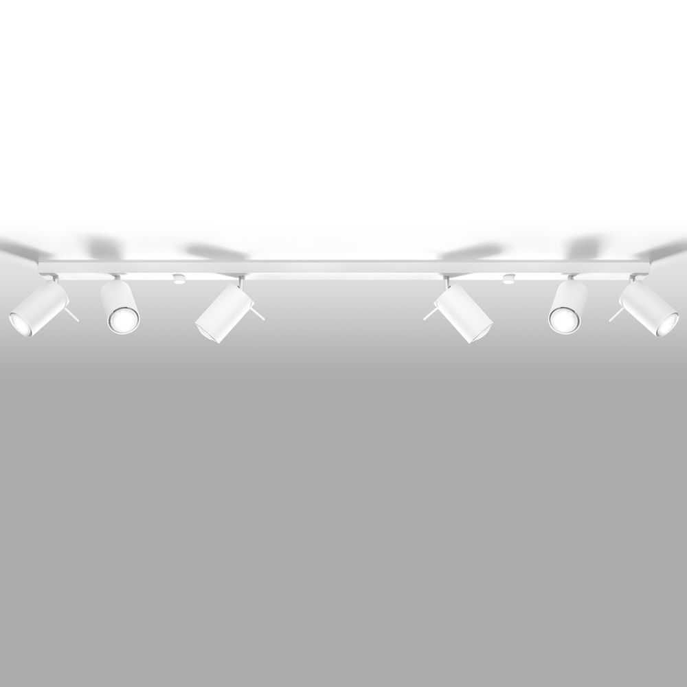 famlights | Deckenspot Angelina aus Stahl in Weiß GU10 max. 6 x 40W 1170 mm