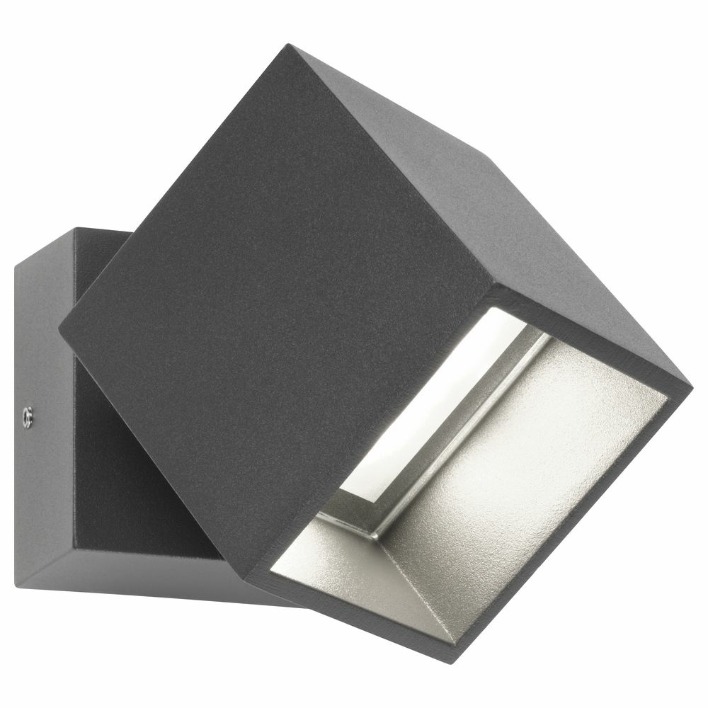 LED Wandleuchte A-352945 aus Aluminium und Floatglas in Graphit schwenkbar