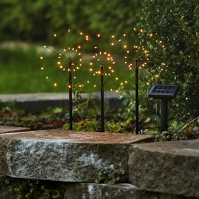 LED Solar Erdspießleuchte Firework 3er-Set