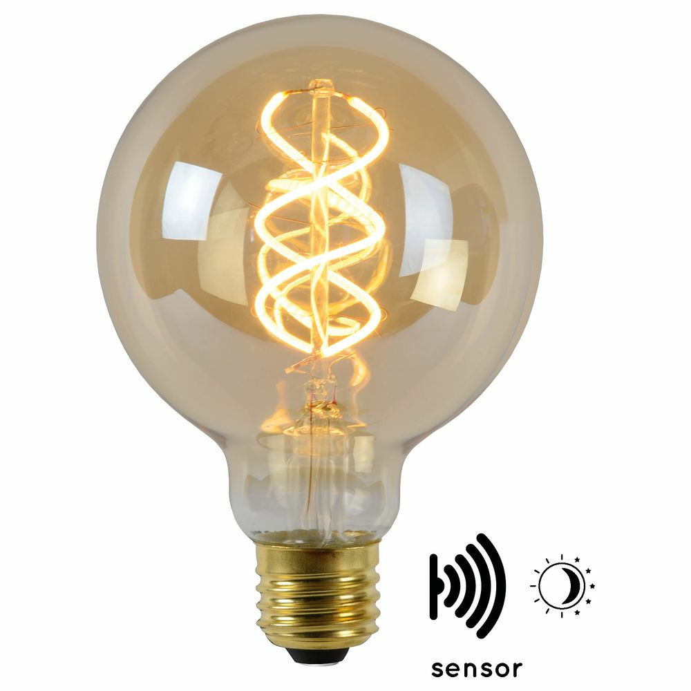 Vintage LED Lampe, Dämmerungssensor, E27, Globe G95, Filament, 4W, 230lm, 2200K