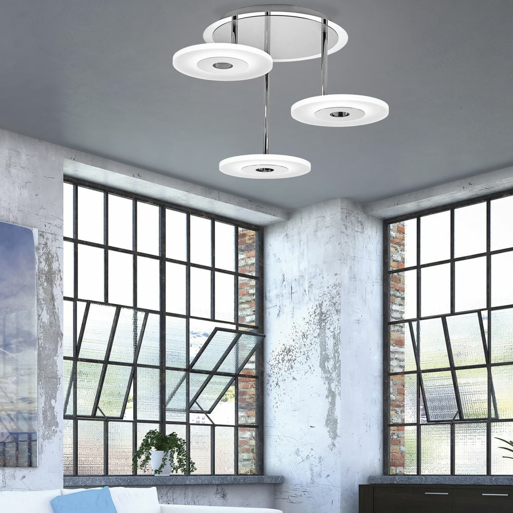 Design Decken Leuchte Wohn Zimmer Glas Chrom Lampe Licht-Schiene verstellbar 