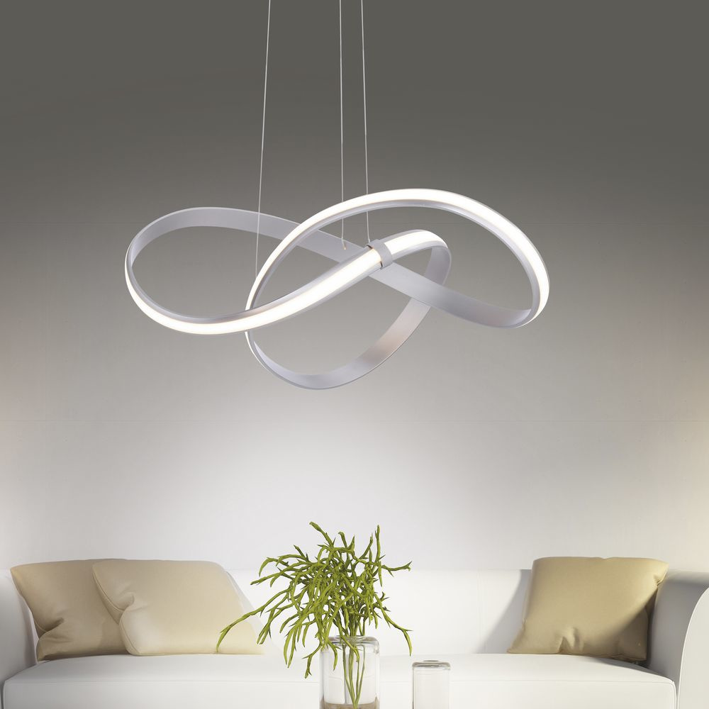 LED Pendelleuchte Melinda in Silber, geschwungen 600 mm  - Onlineshop Click licht