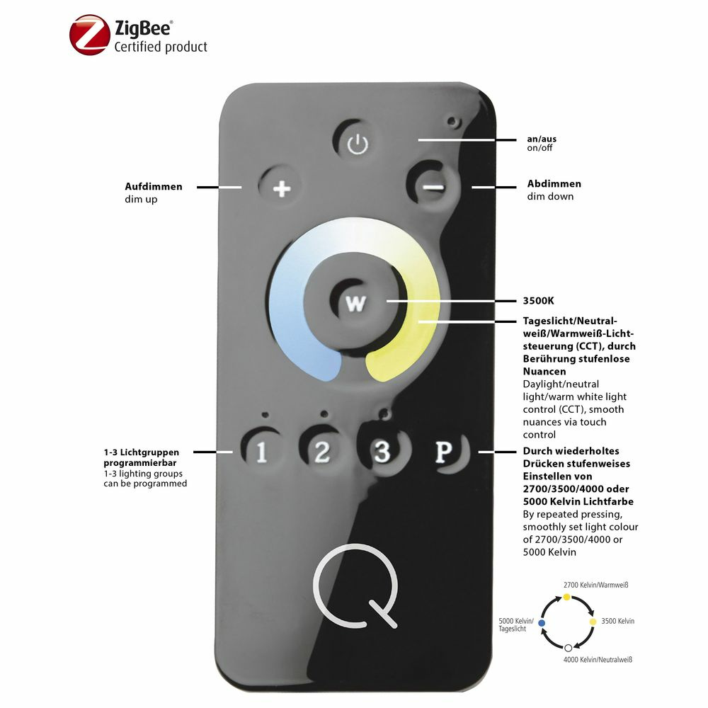 | Q-Malina Q-Smart Deckenleuchte | in LED Fernbedienung white tunable 6339-55 Q-Smart Silber inkl.