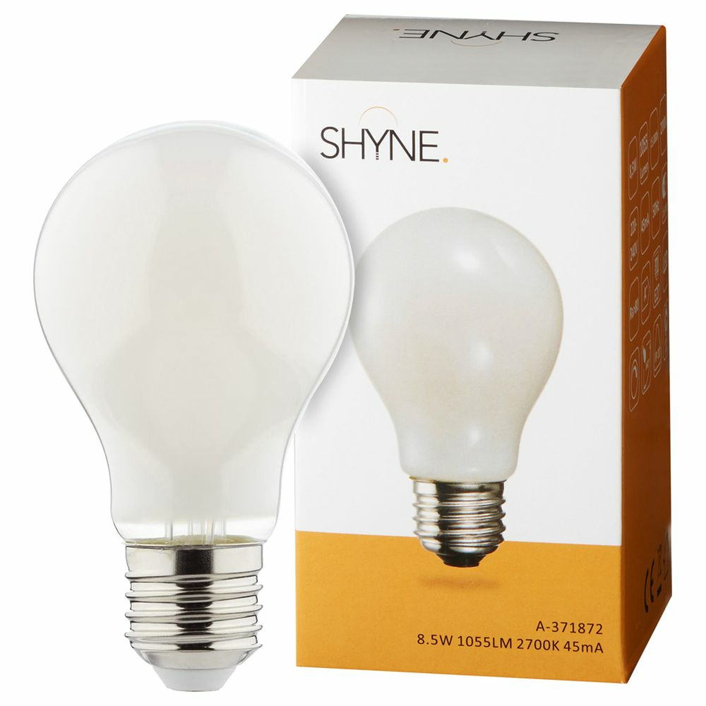 SHYNE | LED Leuchtmittel E27, milchig, Birne - A60, 8,5W, 1055 Lumen, 2700K, dimmbar, 1er-Pack