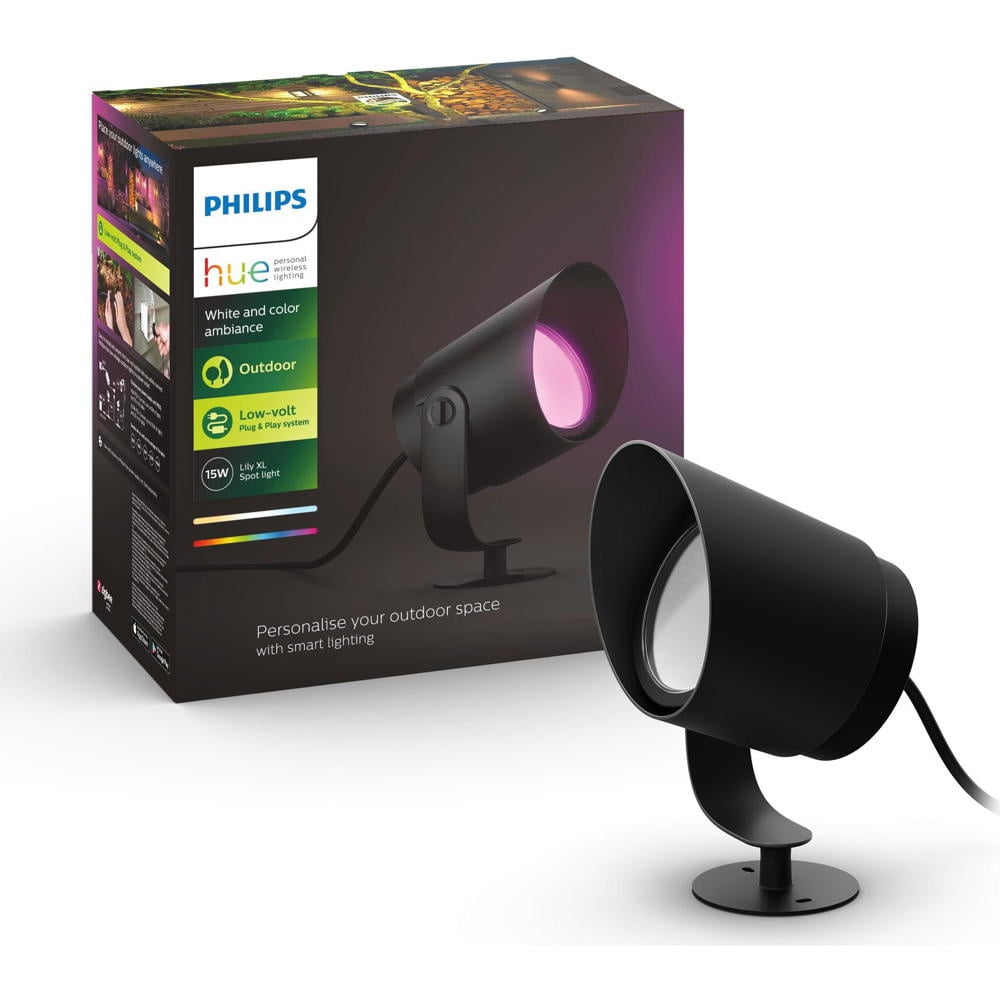 Philips Hue White & | Lily flammig Color Spot | 1 schwarz XL Philips Nie... 1746230P7 Ambiance Hue 