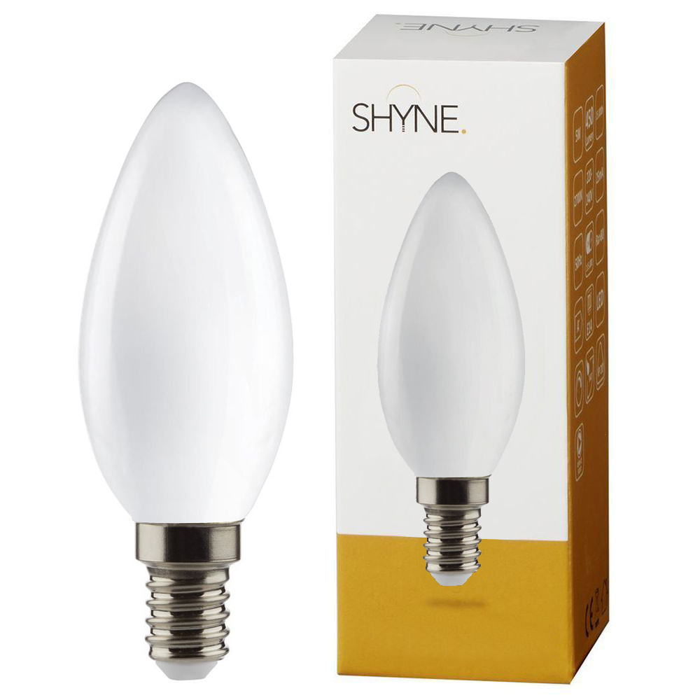 SHYNE | LED Leuchtmittel E14, milchig, Kerze - B35, 5W, 450 Lumen, 2700K