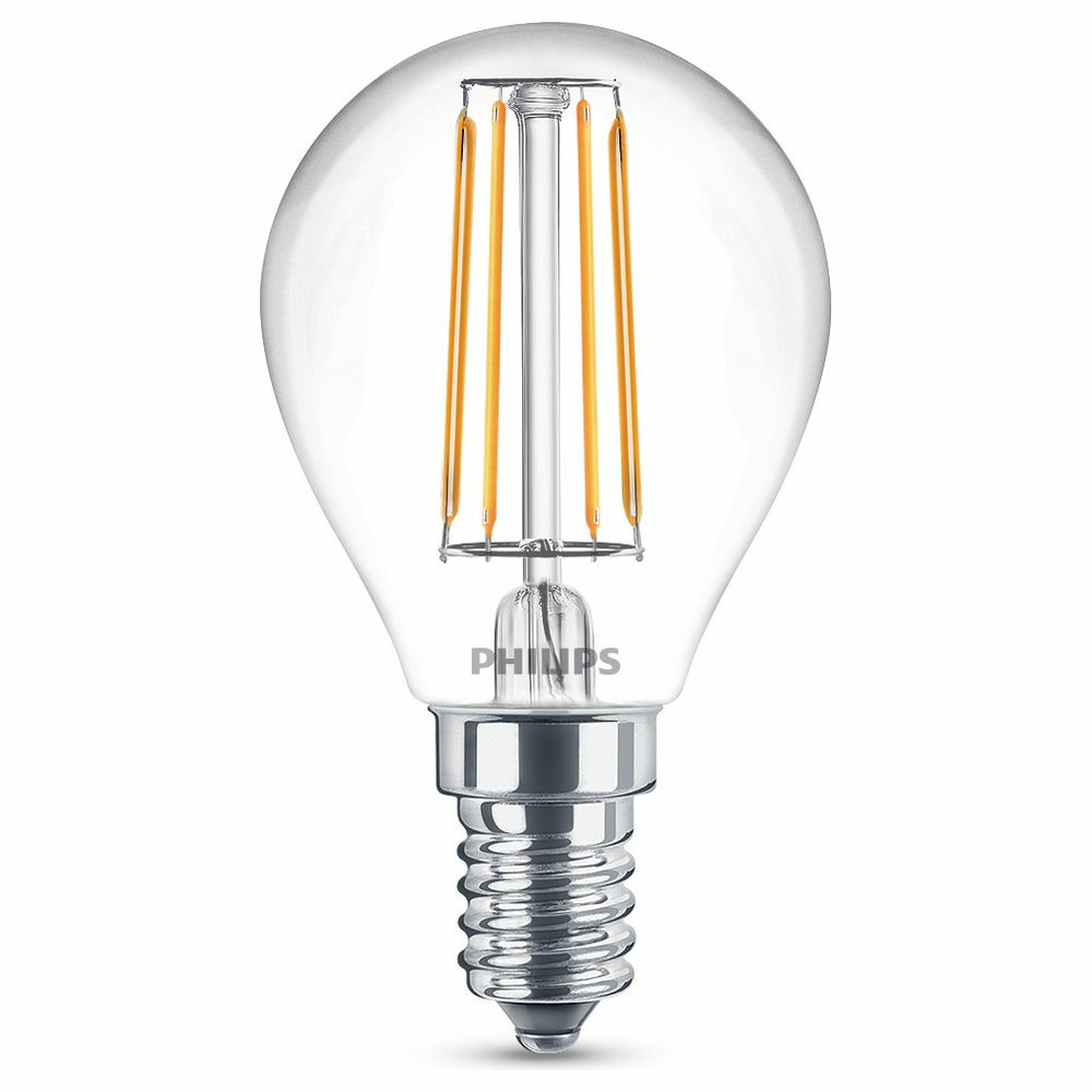 Philips LED Lampe ersetzt 40W, E14 Tropfen P45, klar, warmweiß, 470 Lumen, nicht dimmbar, 1er Pack
